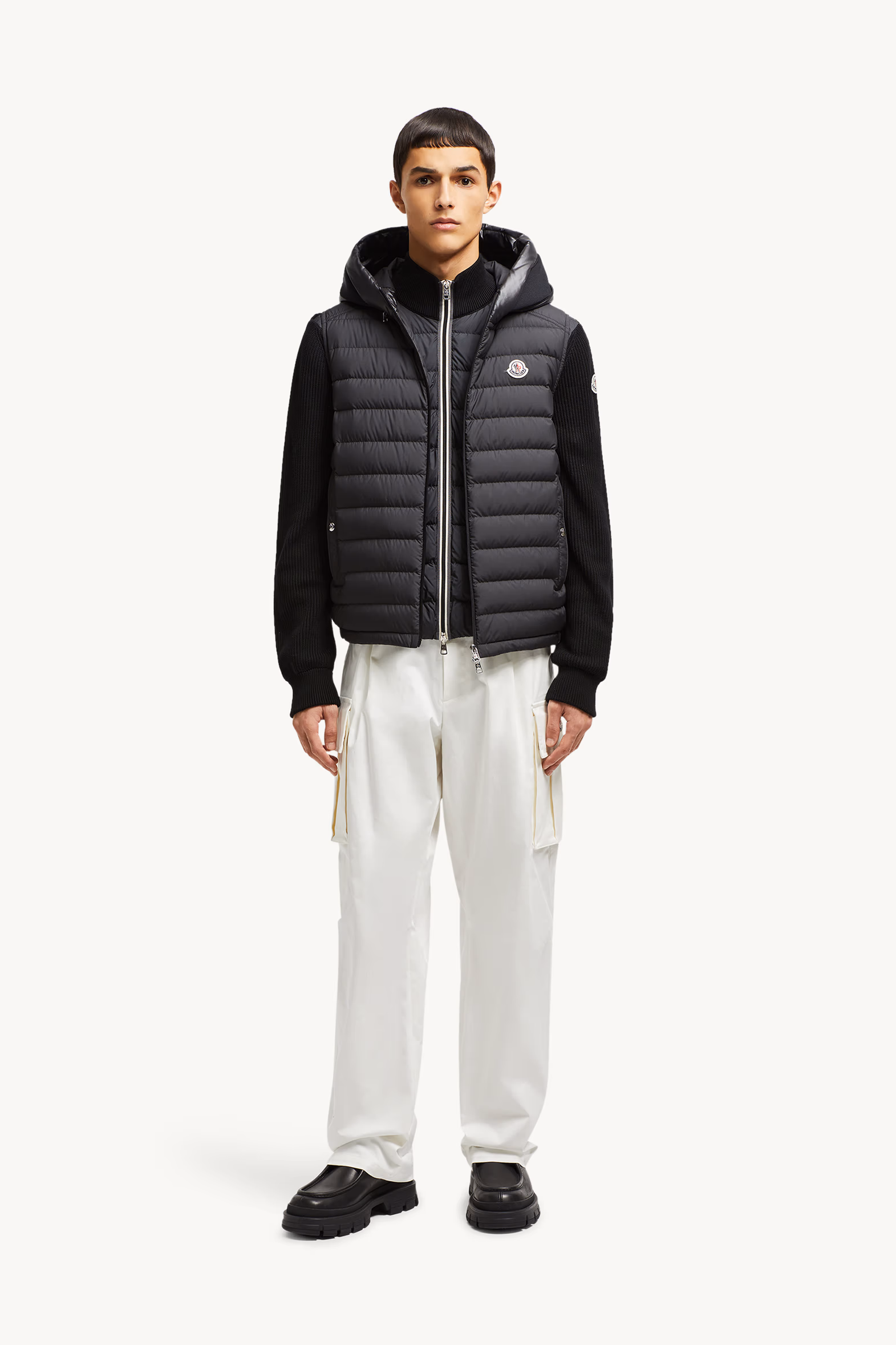 Chaleco plumífero con capucha Bourget Hombre Negro Moncler 0